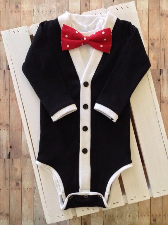 Baby Tuxedo Cardigan One Piece: Black And White With Interchangeable ...
