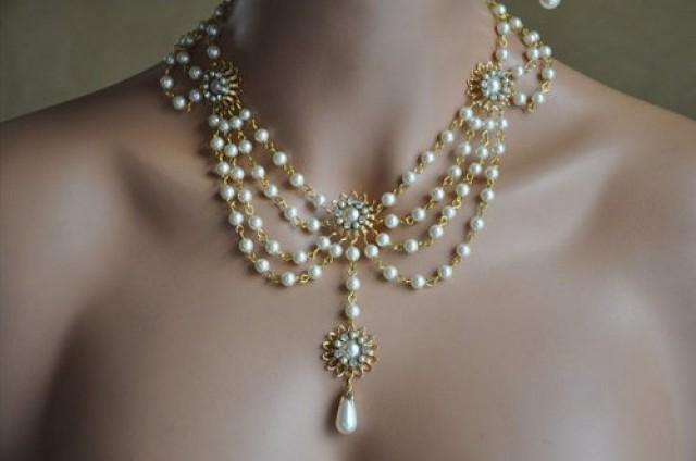 Victorian Style Necklace,Bridal Necklace,Hollywood Glamour,Swarovski ...