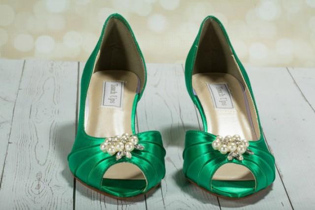 1 3/4 Inch Heel Shoe - Emerald Green Shoe - Emerald Green Wedding Shoe ...