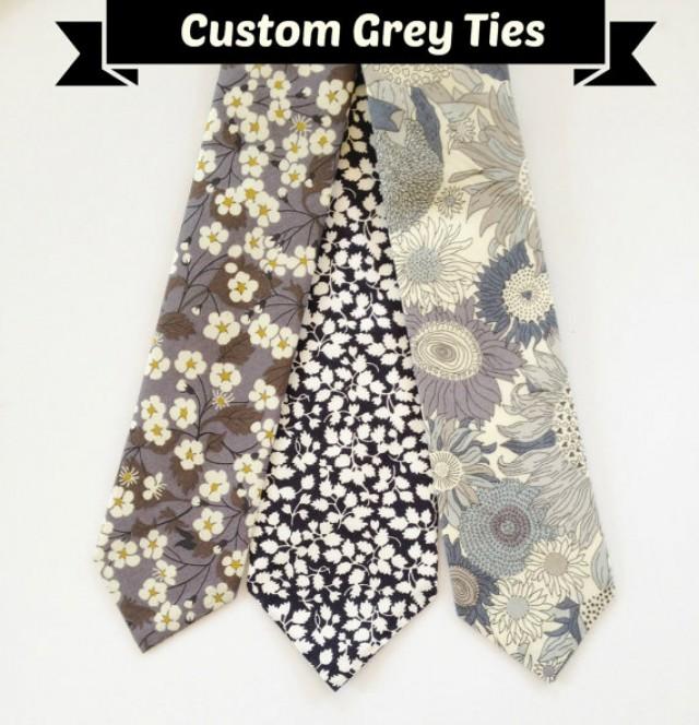 Grey Men's Necktie, Liberty Of London Tie, Custom Wedding Tie, Grey ...