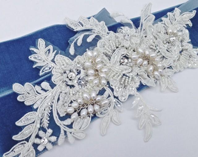 Bridal Sash, Wedding Sash In French Blue, Ivory, Cream With Lace ...