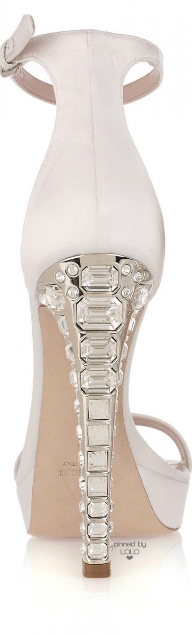 Shoe - Crystal-heel Silk-satin Platform Sandals #2343204 - Weddbook
