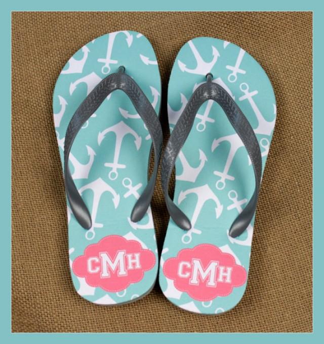 Flip Flops Monogrammed Gift Bridal Party Bachelorette Party Wedding ...