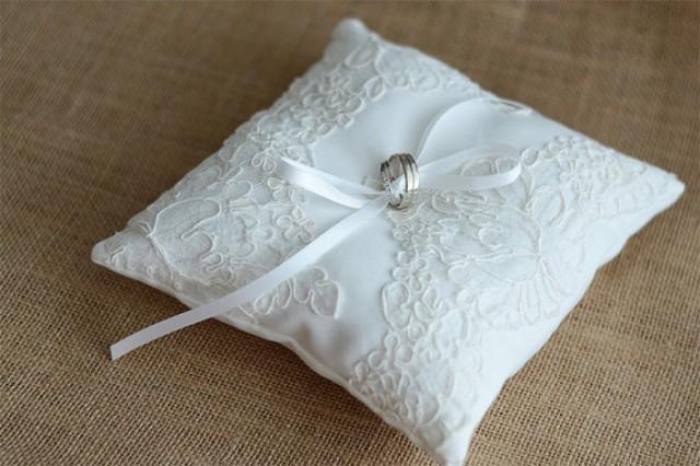 Wedding Ring Pillow, Ring Bearer Pillow, Ivory Duchess Satin Ring ...