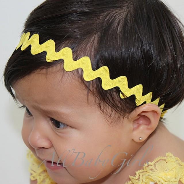 ZigZag Yellow Chevron Halo Headband For Newborns, Infants, Toddlers ...