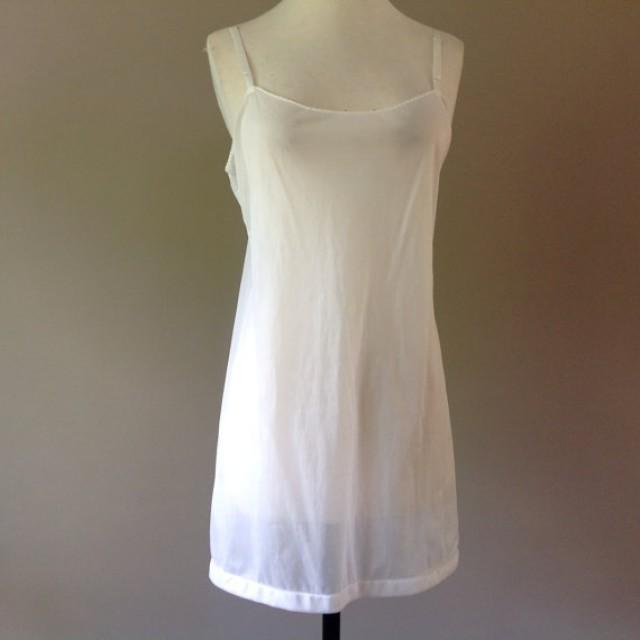 38 / Full Slip / Dress / White Nylon / Short Mini Length / By Van ...