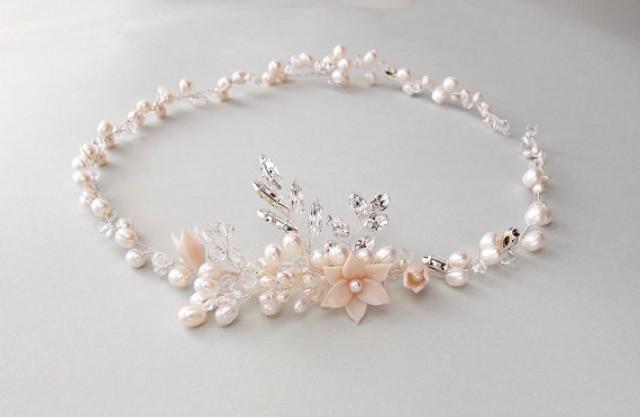 Bridal Halo, Hair Vine, Ivory Pearls, Bridal Crown, Bridal Hair Vine ...