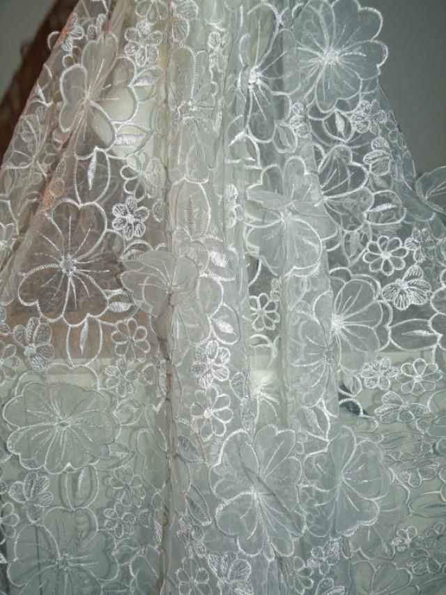 Silk Organza 3D Florals Pearls Wrap/Shrug/Shawl..Hands Free Style ...