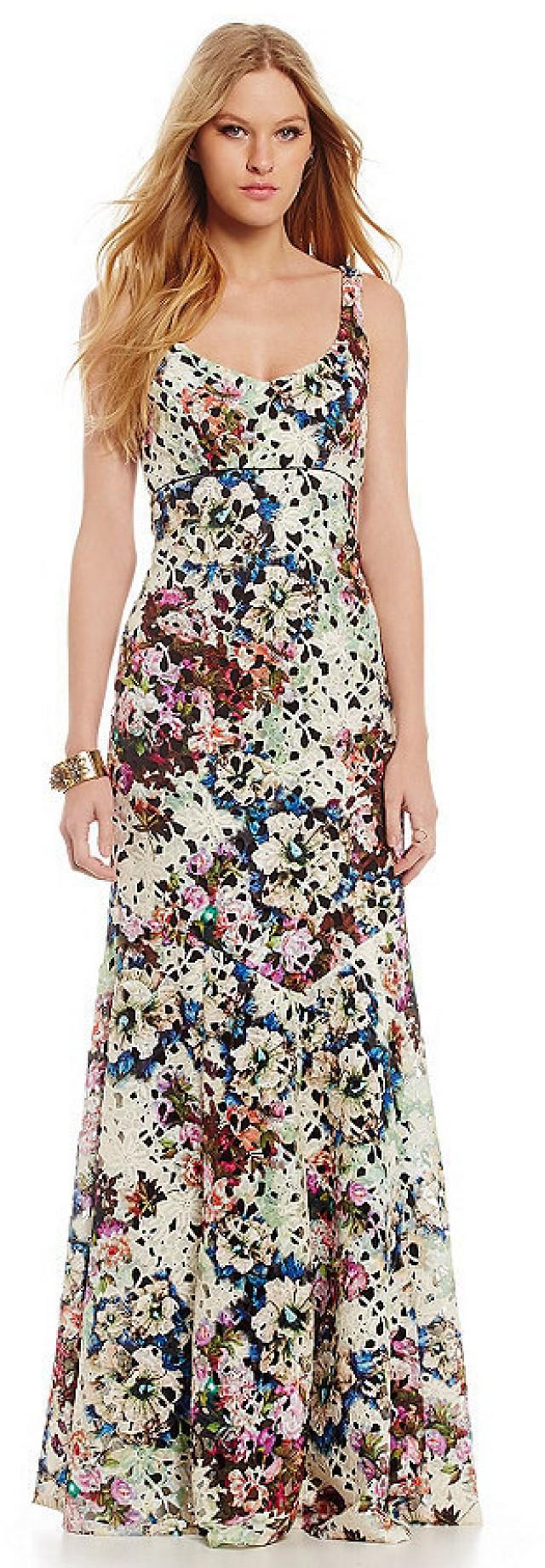 Nicole Miller Collection Venice Floral-Printed Lace Fit-and-Flare Gown ...