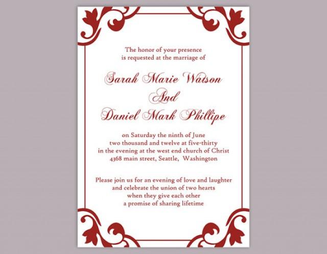 DIY Wedding Invitation Template Editable Word File Instant Download ...