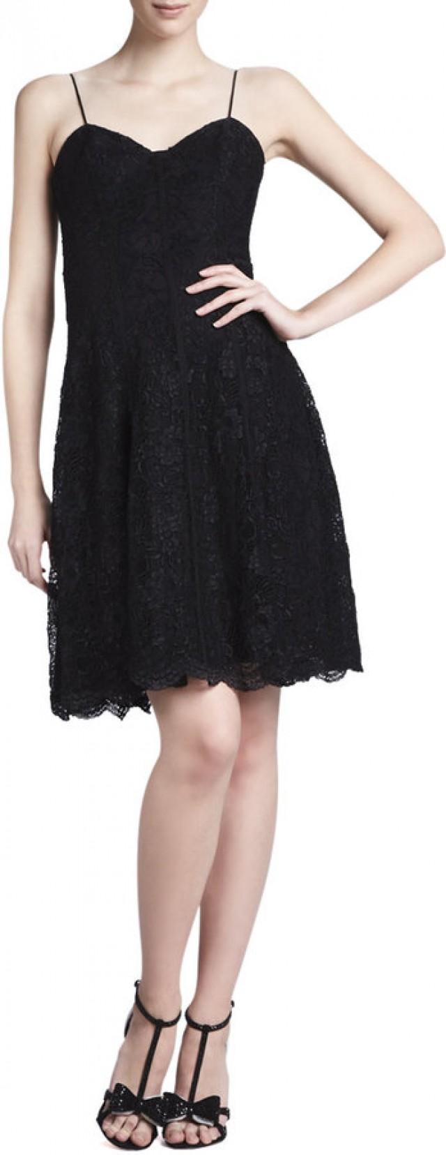 Monique Lhuillier Bridesmaids Corseted Lace Cocktail Dress #2366120 ...