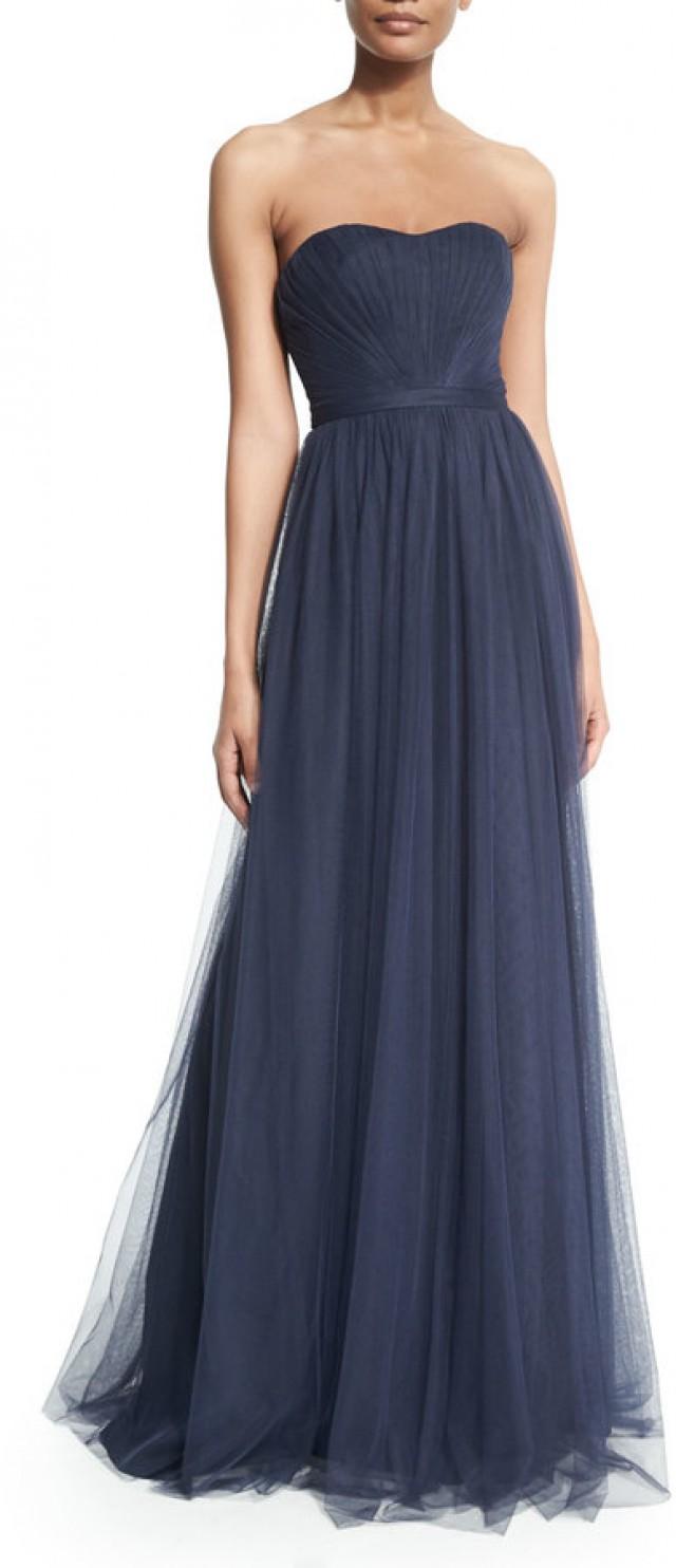 Monique Lhuillier Bridesmaids Strapless Sweetheart Pleated Gown ...