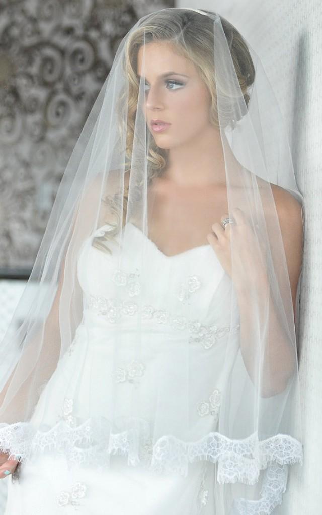 Ready To Wear, Zinnia Drop Veil - Eyelash Lace Veil - Bridal Veil ...