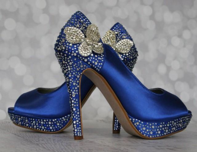 Blue Wedding Sandals For Bride Gallery Erfly Wedding Shoes Royal Blue With Silver