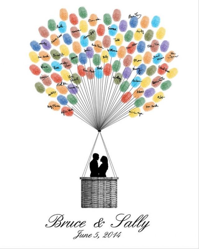 Wedding Guest Book Hot Air Balloons, Printable JPEG, Digital ...