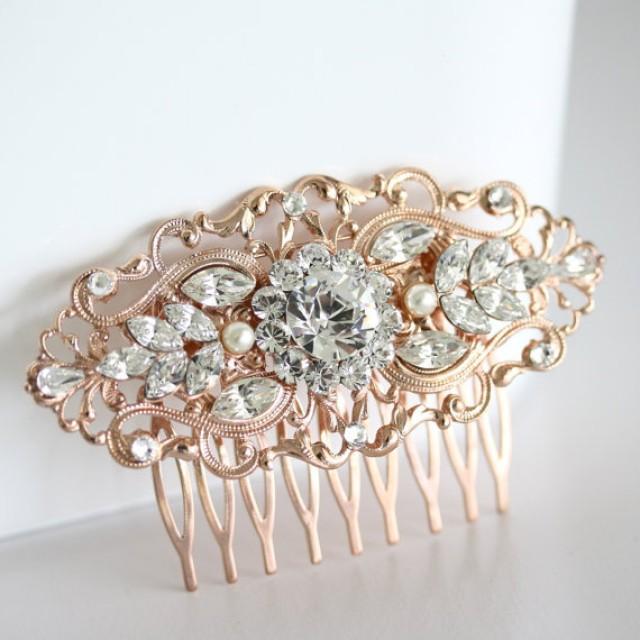 Rose Gold Wedding Hair Comb Art Deco Bridal Hair Accessories Vintage ...