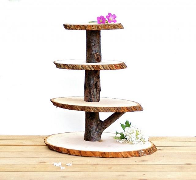 Wooden Cupcake Stand Rustic Wood Tree Slice Centerpieces Wedding ...
