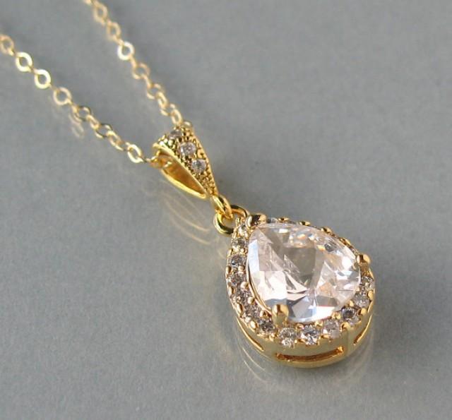 Cubic Zirconia, Gold Filled Chain, Gold Plated Pendant, Zircon Necklace ...