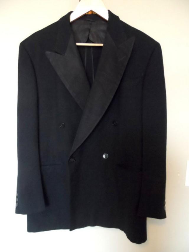 Vintage 1940's Tuxedo Dinner Jacket * BOND . Black Wool . Textured ...