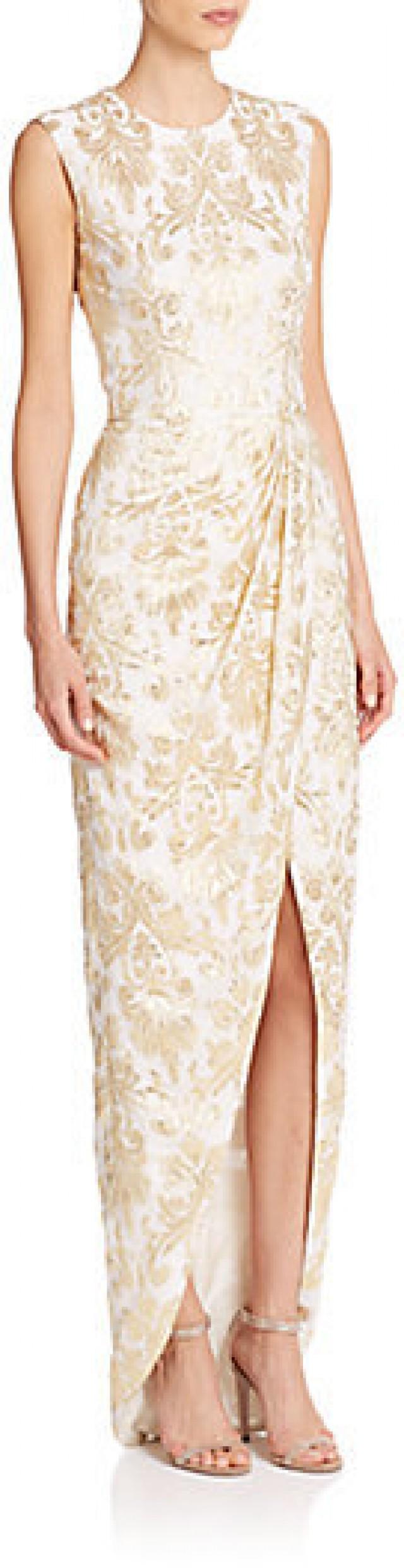 J Mendel Printed Wrap-Front Slit Gown #2386333 - Weddbook