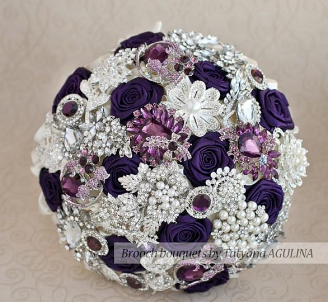 Brooch Bouquet. Purple, Ivory And Silver Wedding Brooch Bouquet ...