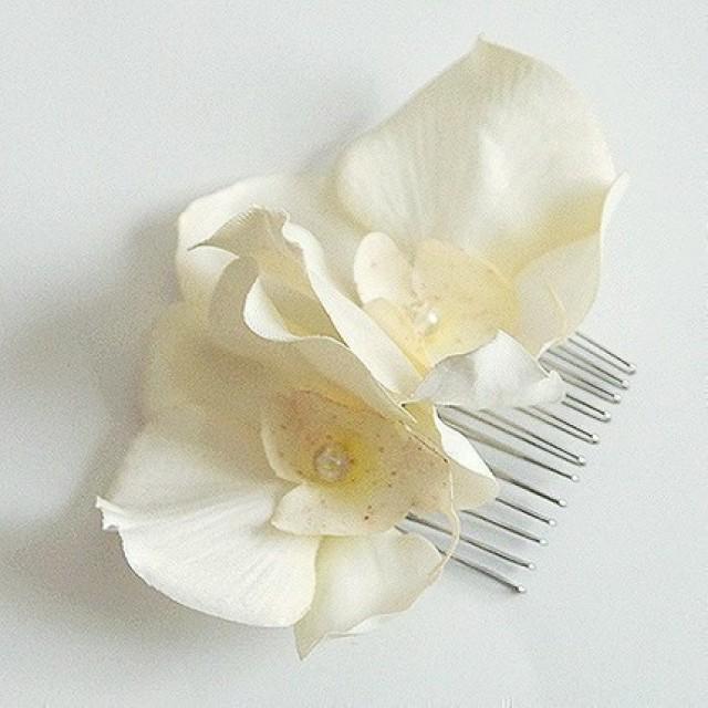 Wedding Ivory Orchid Flower Hair Comb, Bridal Hair Accessories #2390276 ...