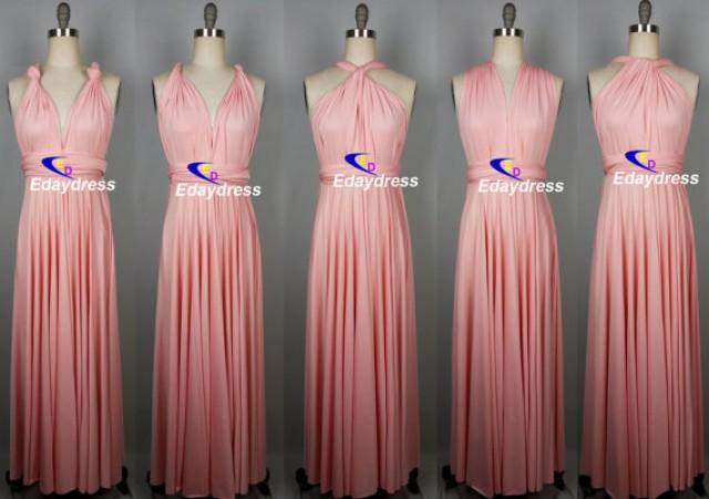 Maxi Full Length Bridesmaid Infinity Convertible Wrap Dress Flush Pink ...