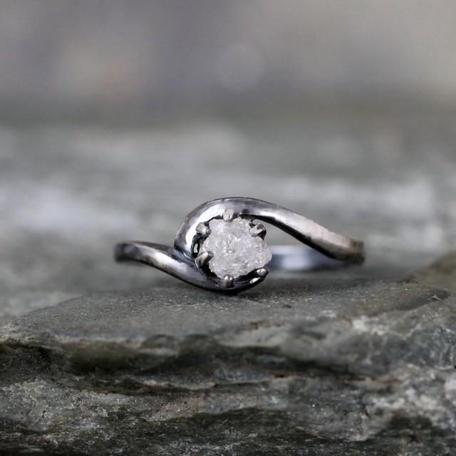 Raw Diamond Ring - 1/2 Carat Rough Diamond Gemstone -Diamond Engagement ...