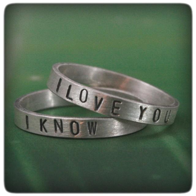 I Love You/ I Know--Star Wars Inspired Wedding Bands--Sterling Silver ...