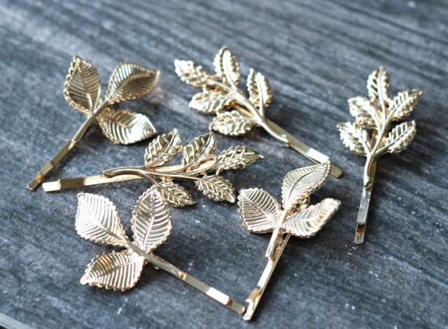 Boho Gold Leaves Bridal Hair Pin Set,Vintage Leaf Wedding Hair Pin ...