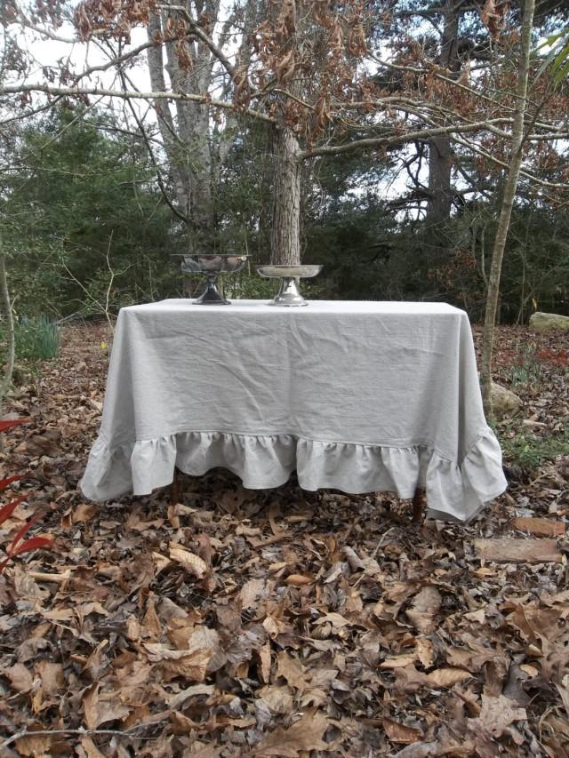 Ready To Ship Ruffled Linen Tablecloth Handmade Ready To Ship Ruffled Linen Tablecloth Handmade Gray Wedding Decor Table Settings French Country 66x66 2404119