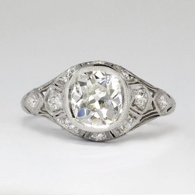 Art Deco 2.14ct T.w. 1930's Bezel Set Old European Cut Diamond ...