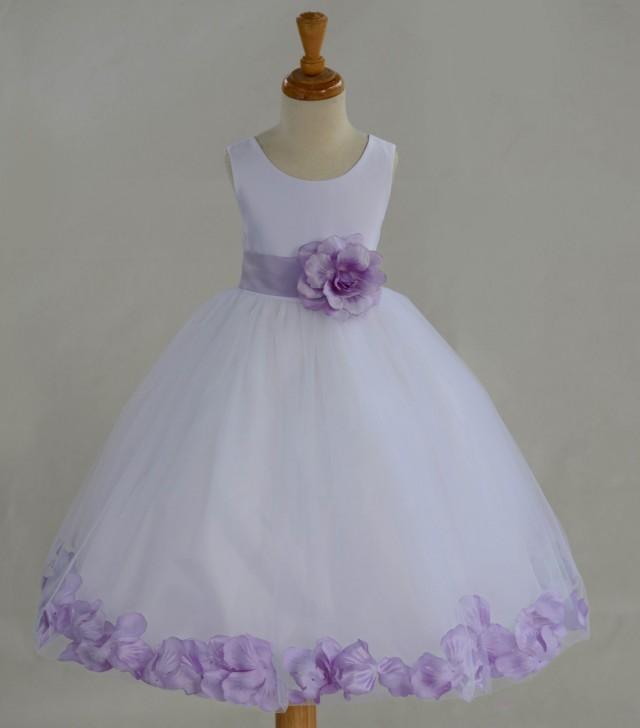 White Flower Girl Dress Bow Sash Pageant Petals Wedding Bridal Children ...