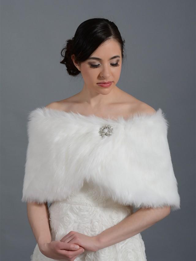 Ivory Faux Fur Bridal Wrap Shrug Stole Shawl Cape FW005-Ivory Regular ...