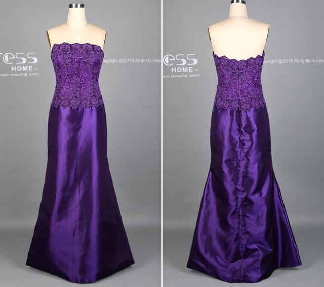 Custom Made Purple Long Prom Dress/Purple Lace Wedding Party Dresses ...