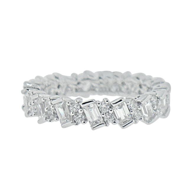 CZ Ring Of Round And Baguette Eternity Band - Wedding Engagement ...