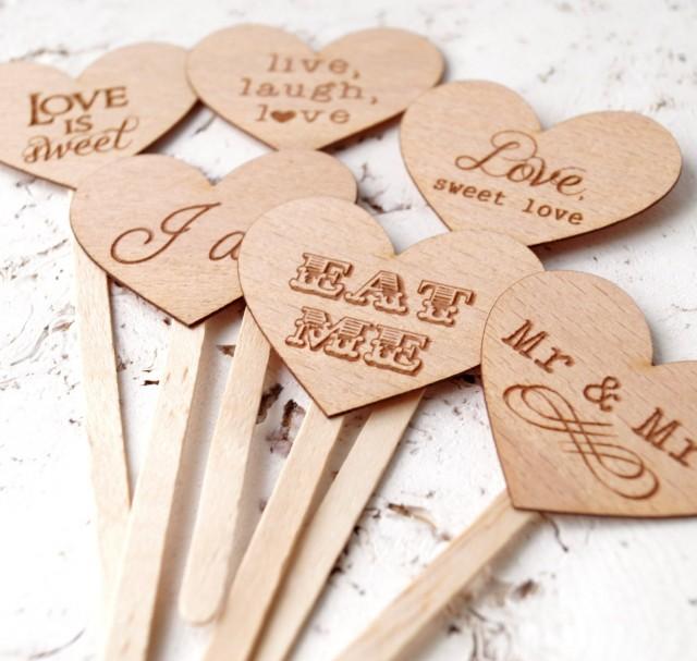 Wedding Cupcake Toppers, Rustic Cupcake Toppers, Personalized Cupcake ...