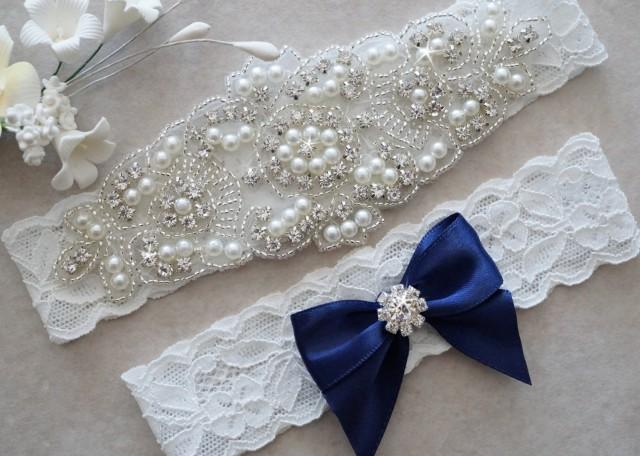 CLAIRE Style A-Wedding Garter - Bridal Garter - Pearl And Crystal ...