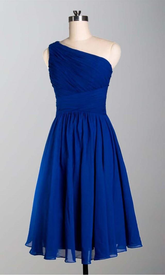 One Shoulder Simple Slim Short Blue Bridesmaid Dresses KSP308 [KSP308 ...