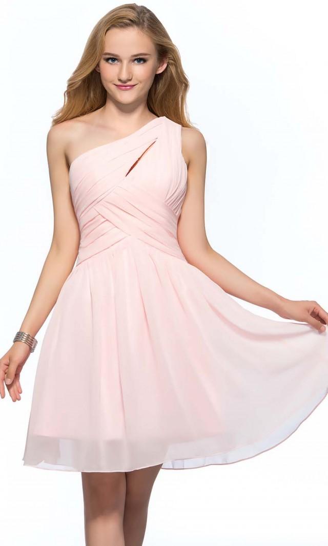 Pink Keyhole One Shoulder Short Bridesmaid Dress UK KSP388 [KSP388] - £ ...