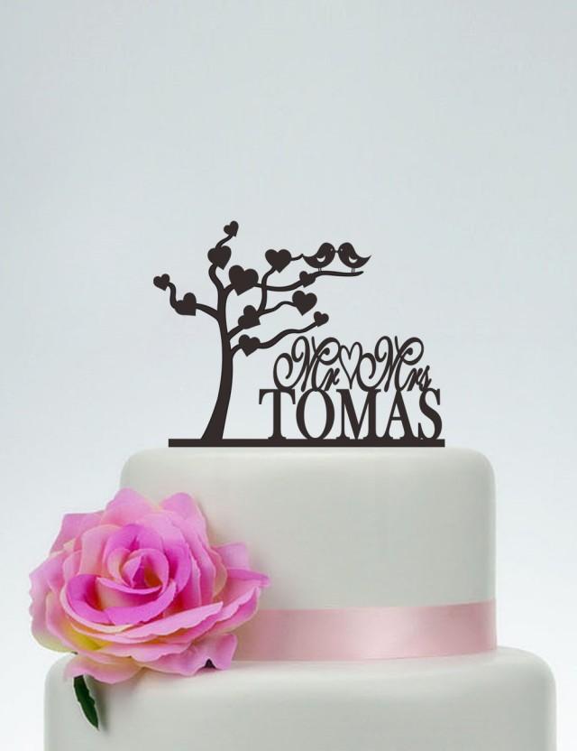 Love Tree Cake Topper,Love Birds Topper,Mr And Mrs Cake Topper With ...