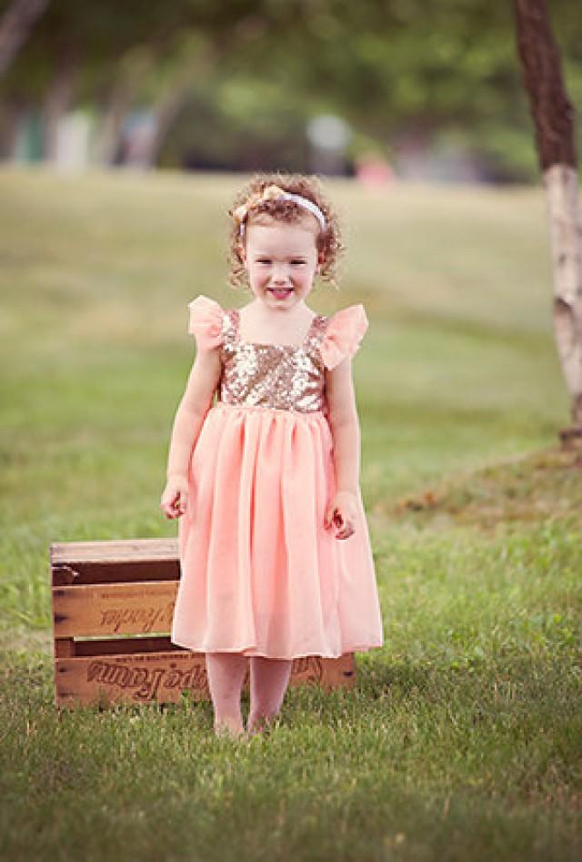 Peach Sparkle Flower Girl Dress-Flower Girl Dress-Princess Sparkle ...