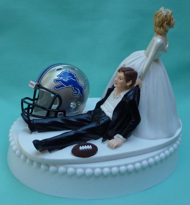 Wedding Cake Topper Detroit Lions Football Themed W/ Bridal Garter ...