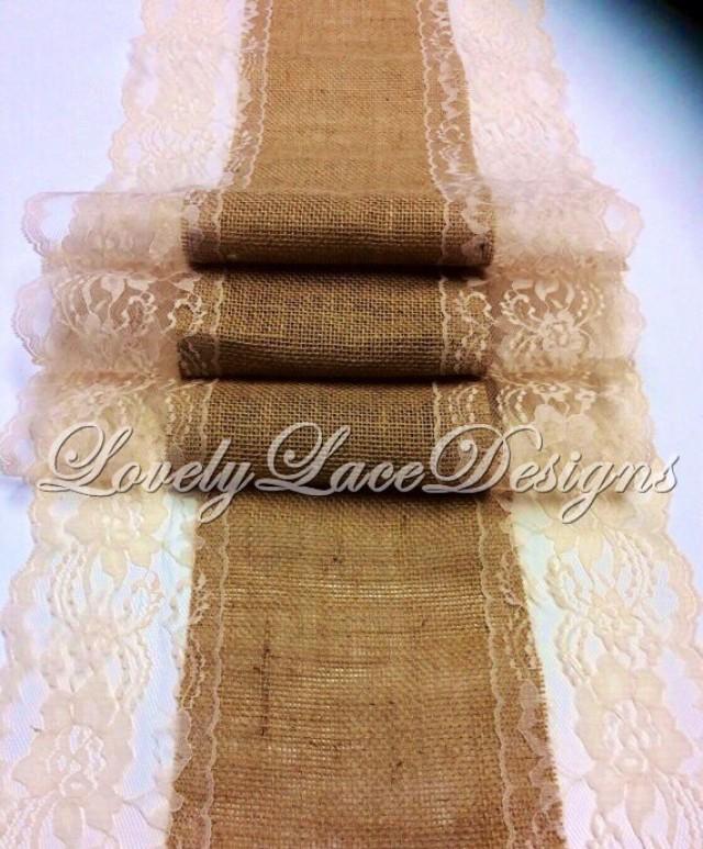 Burlap Table Runner/5ft-10ft X 13in Wide/ Natural Lace/Wedding Decor ...