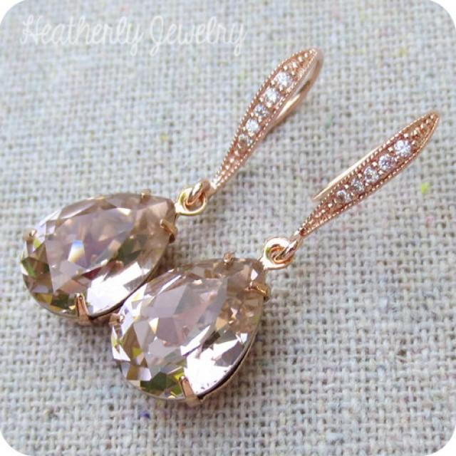 Swarovski Crystal Blush Pink Rose Pear Tear Stone Rhinestone Dangling ...