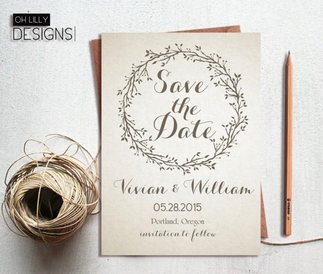 Rustic Save The Date Invitation Printable, Save Te Date Invitation ...