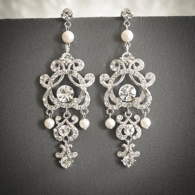 Vintage Style Wedding Earrings, Swarovski Pearl And Crystal Bridal ...