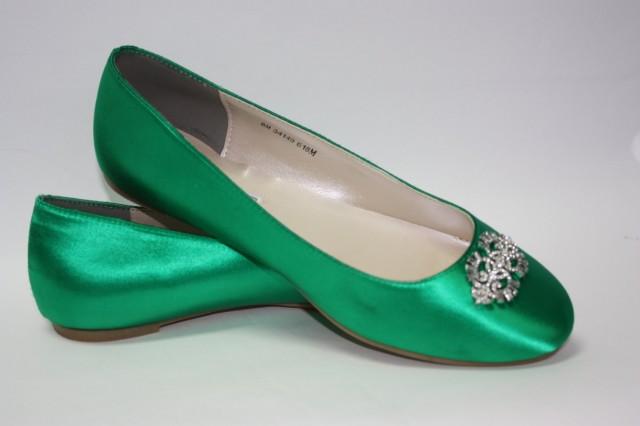 Wedding Shoes - Emerald Green - Flat Wedding Shoe - Ballet Slipper ...