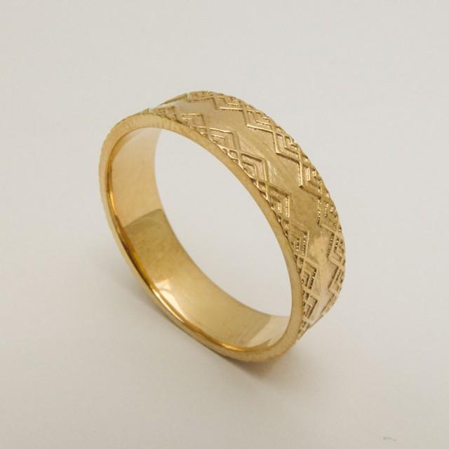 Men's Wedding Ring, 14 Karat Solid Gold Wedding Ring, Gold Wedding Band ...