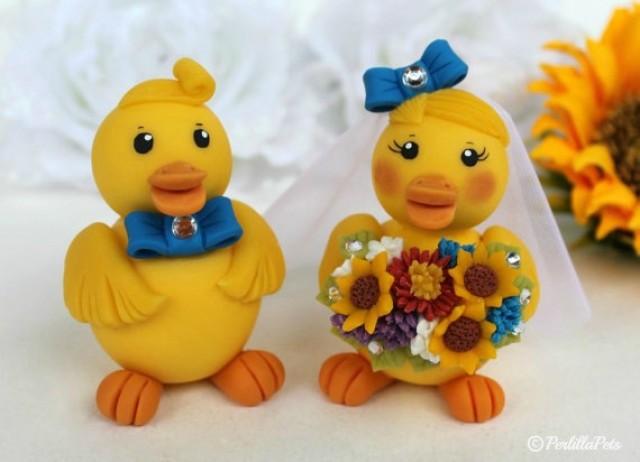 Duck Wedding Cake Topper, Rubber Ducky Bride And Groom With Banner ...